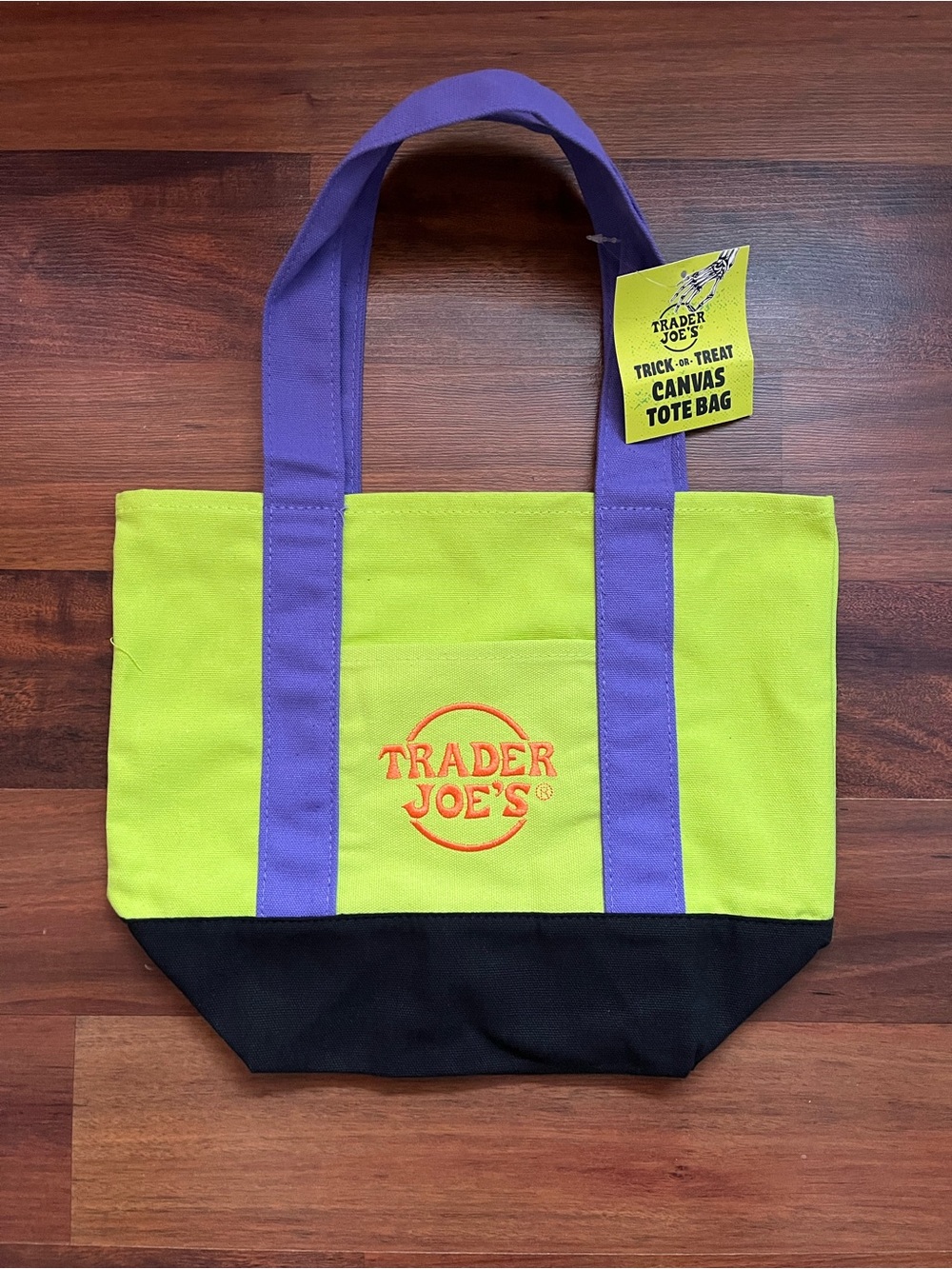 NWT Trader Joe’s Halloween Mini Tote Bag (Green & Purple)